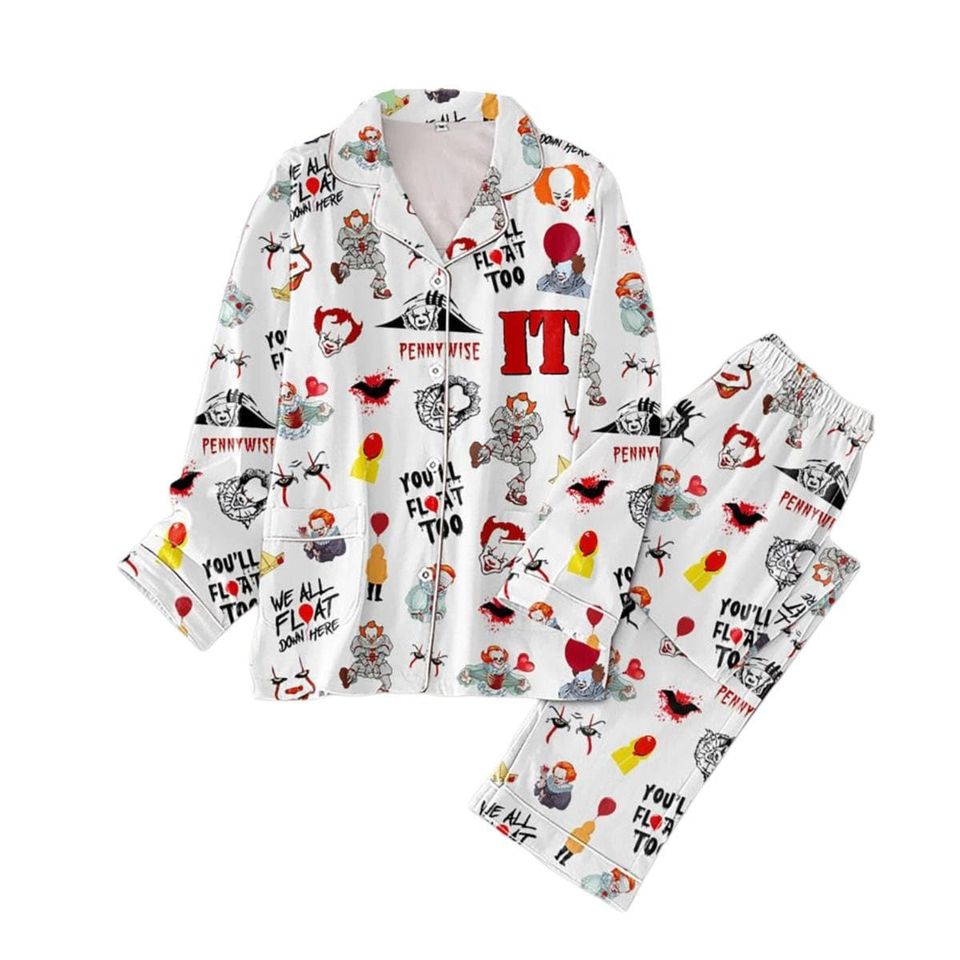 Halloween Pennywise Pajama Set, Pennywise You'Ll Float Too Pajama Set