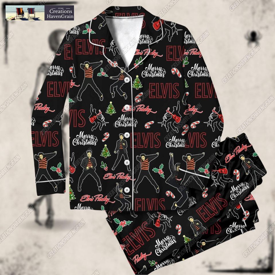 Halloween Elvis Presley Thick Pajamas, King Of Rock N Roll Pajama Set