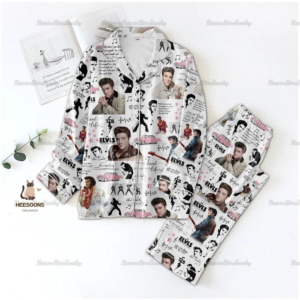 Elvis Presley Pajamas, Elvis King Pajama Set, Rock And Roll Women Pajamas
