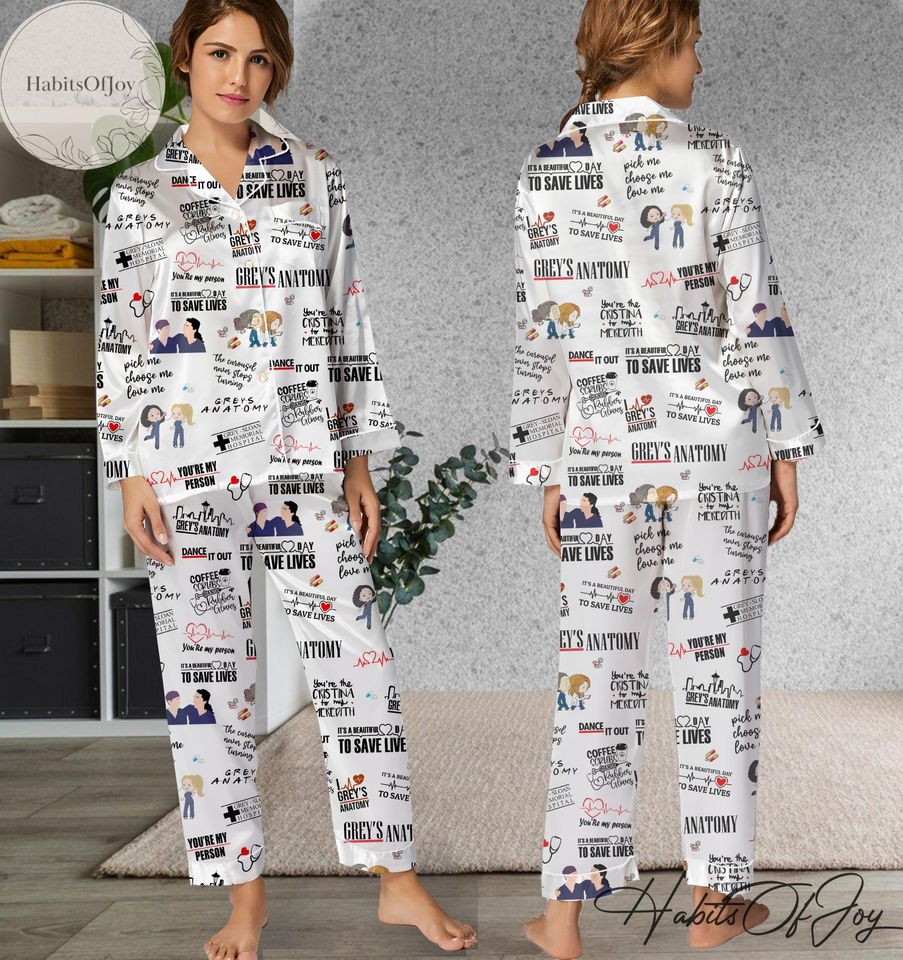 Grey'S Anatomy Pajama Set, Pajama Set, Grey'S Anatomy Holiday Pyjamas Set