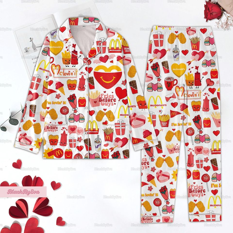 Mcdonald Pajama Set, Mcdonald Tshirt, Mcdonald Holiday Pajamas, Mcdonald Women Pajama Set