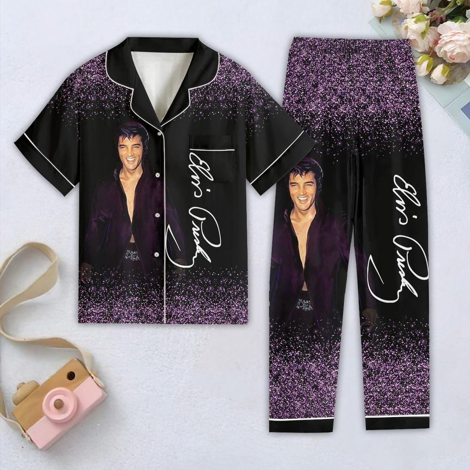 Elvis Presley Pajama Set, Elvis Presley Shirt, Elvis King Holiday Pajama Set