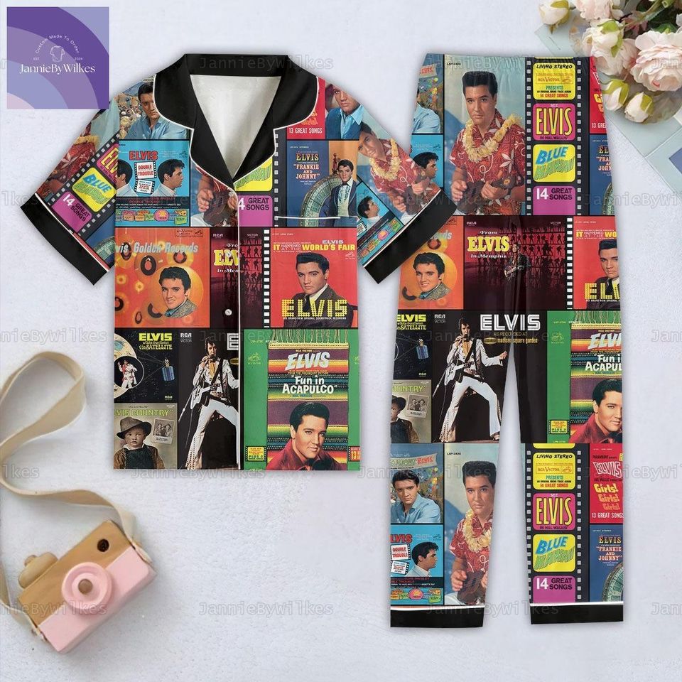 Elvis Presley Pajama Set, Elvis Blue Hawaii Pjs, Rock And Roll Gifts