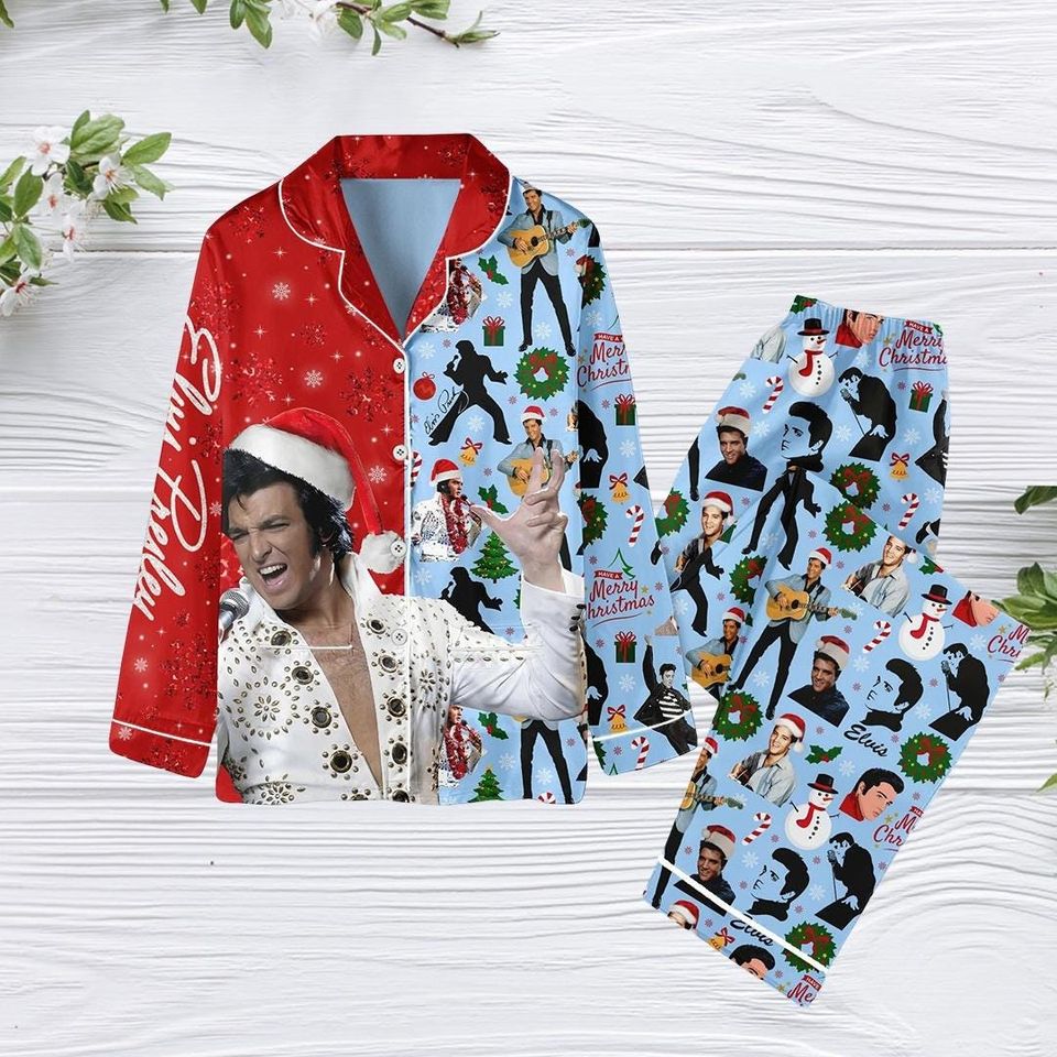 Elvis Presley Xmas Pajamas, Elvis King Pajama Set