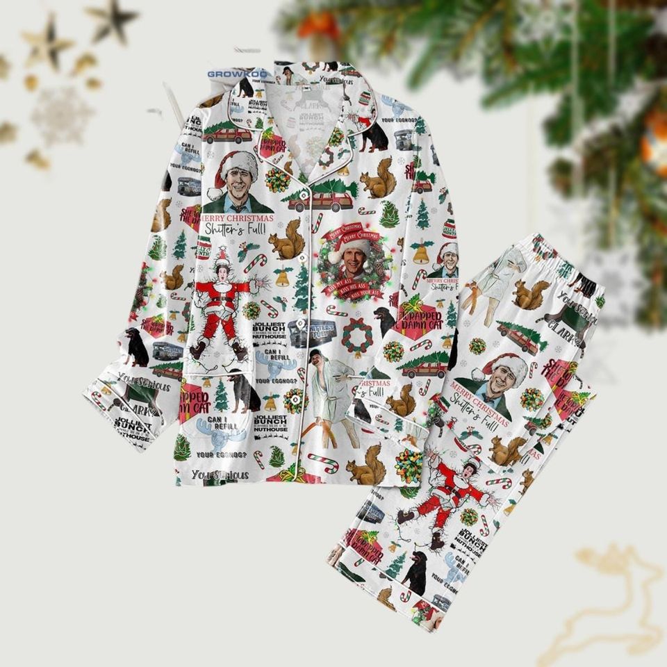 Merry Shitters Full Pajama Set, White Song Pajama Set