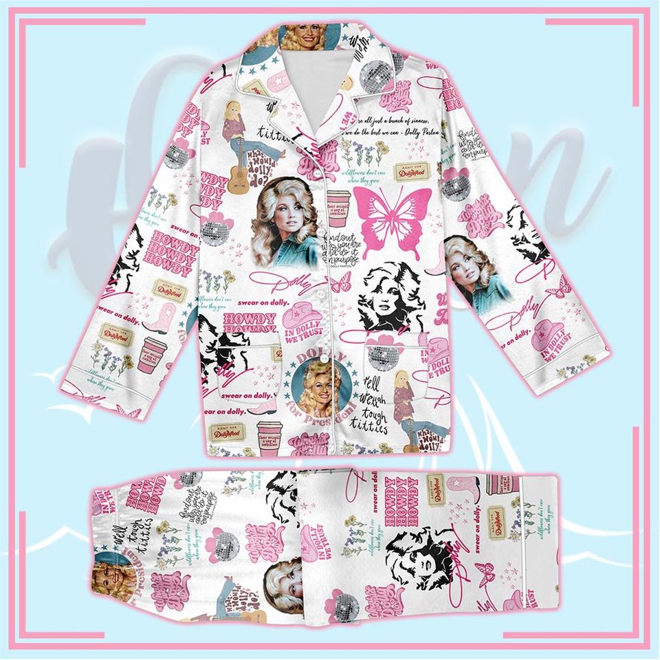 Retro Dolly Parton Pajamas, Happy Pajama Set Gift, Have A Holly Dolly Pajama Set