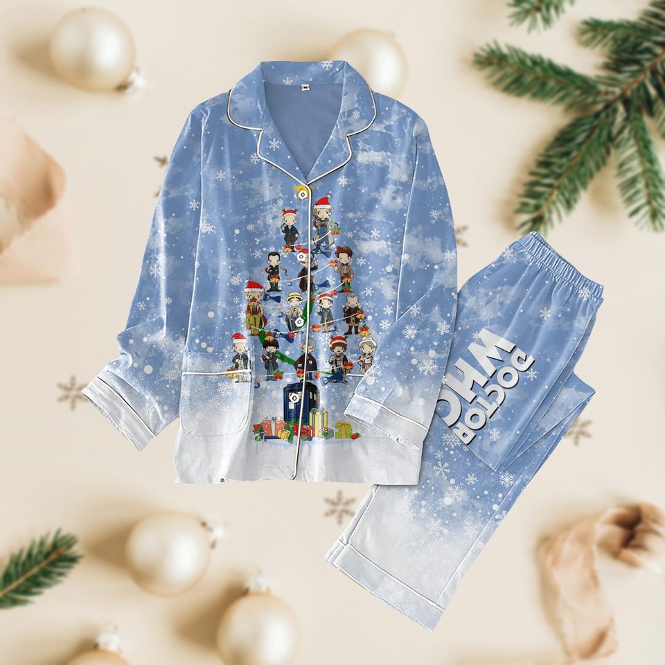 Doctor Who Pajama Set, Tardis Police Box Holiday Pajama Set