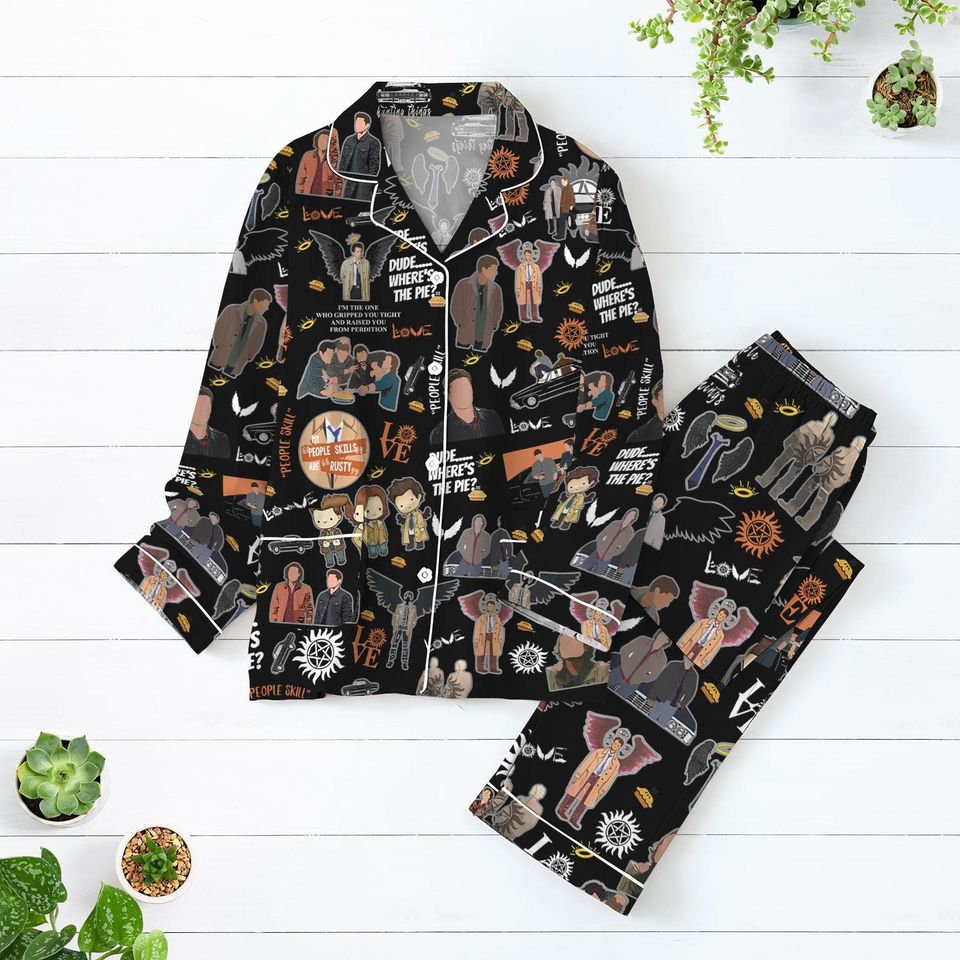 Halloween Supernatural Pajama Set, Supernatural Holiday Pajamas