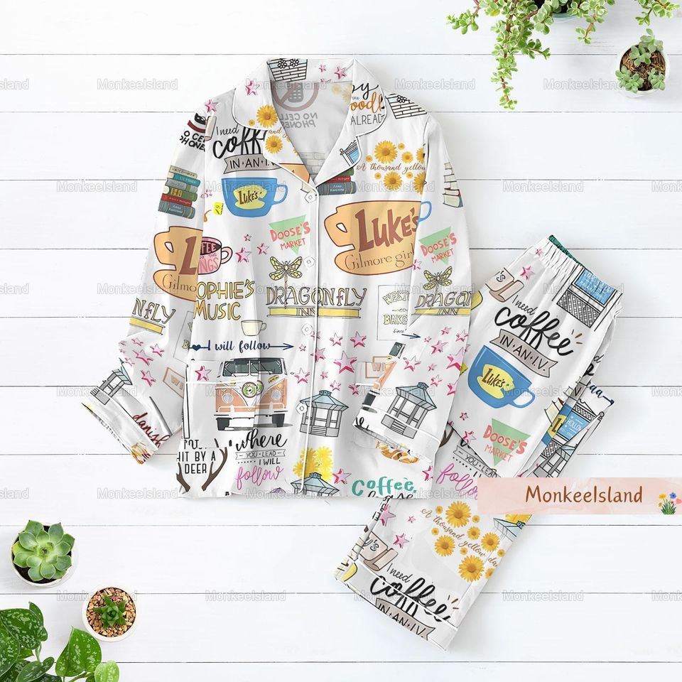 Gilmore Pajamas, Gilmore Women Pajamas, Luke'S Coffee Pajama Set