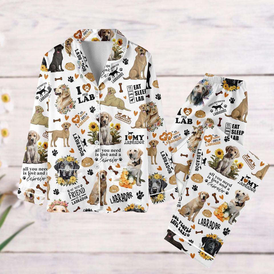 Labrador Dog Pajama Set, Funny Labrador Sleepwear, Labrador Mom Pajama Set