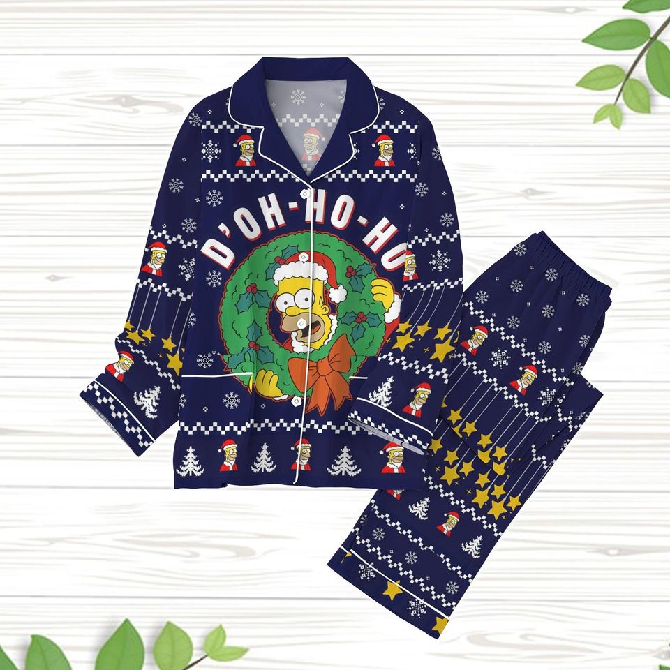 The Homer Simpson Xmas Pajama Set, The Simpsons Santa Xmas Pajama Set