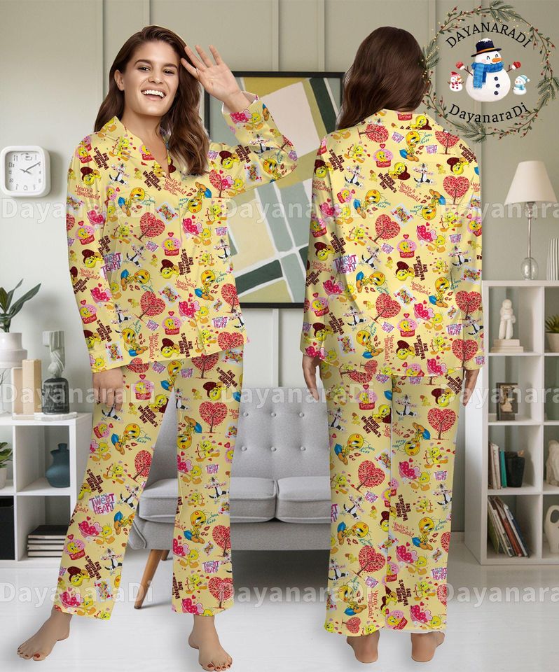 Tweety Bird Pajama Set, Tweety Bird Woman Pajama Set