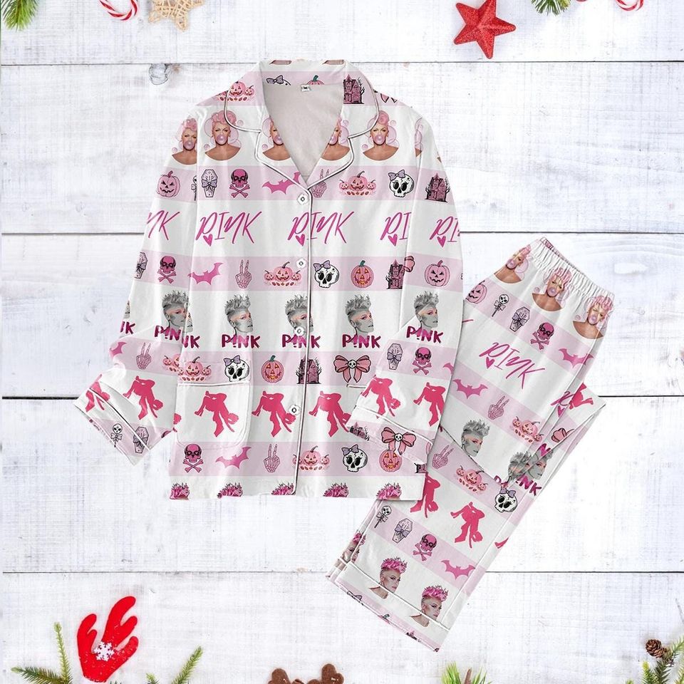 Pink P!Nk Pajama Set, Pink On Tour Shirt, Pink Singer Xmas Pajamas