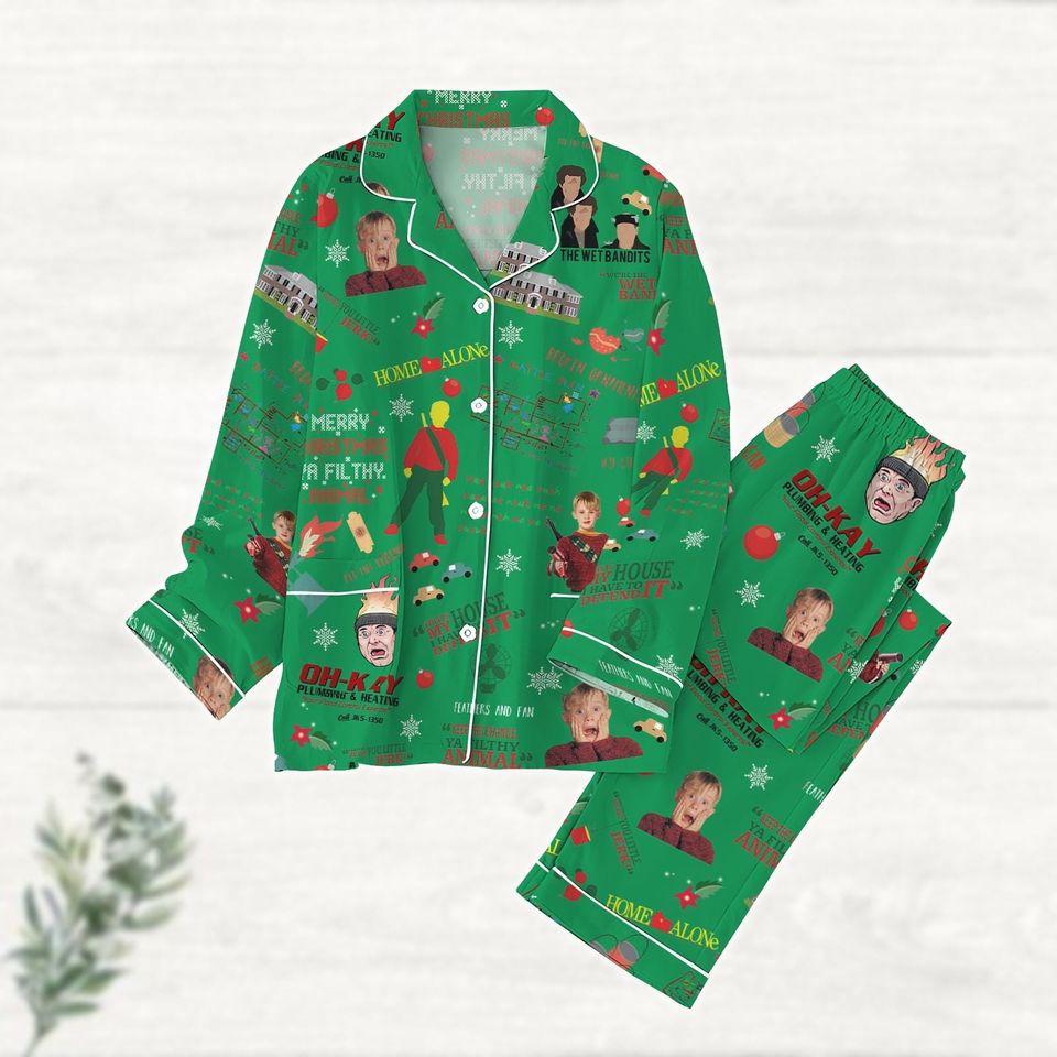 Home Alone Pajama Set, Kevin Meme Holiday Pajamas