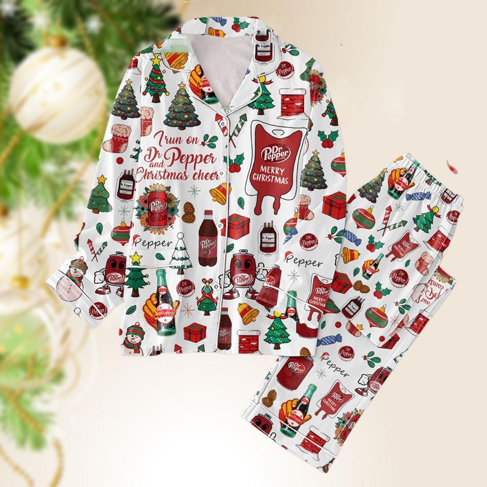 Dr Pepper And Cheer Pajama Set, I Run On Dr Pepper Pj Set