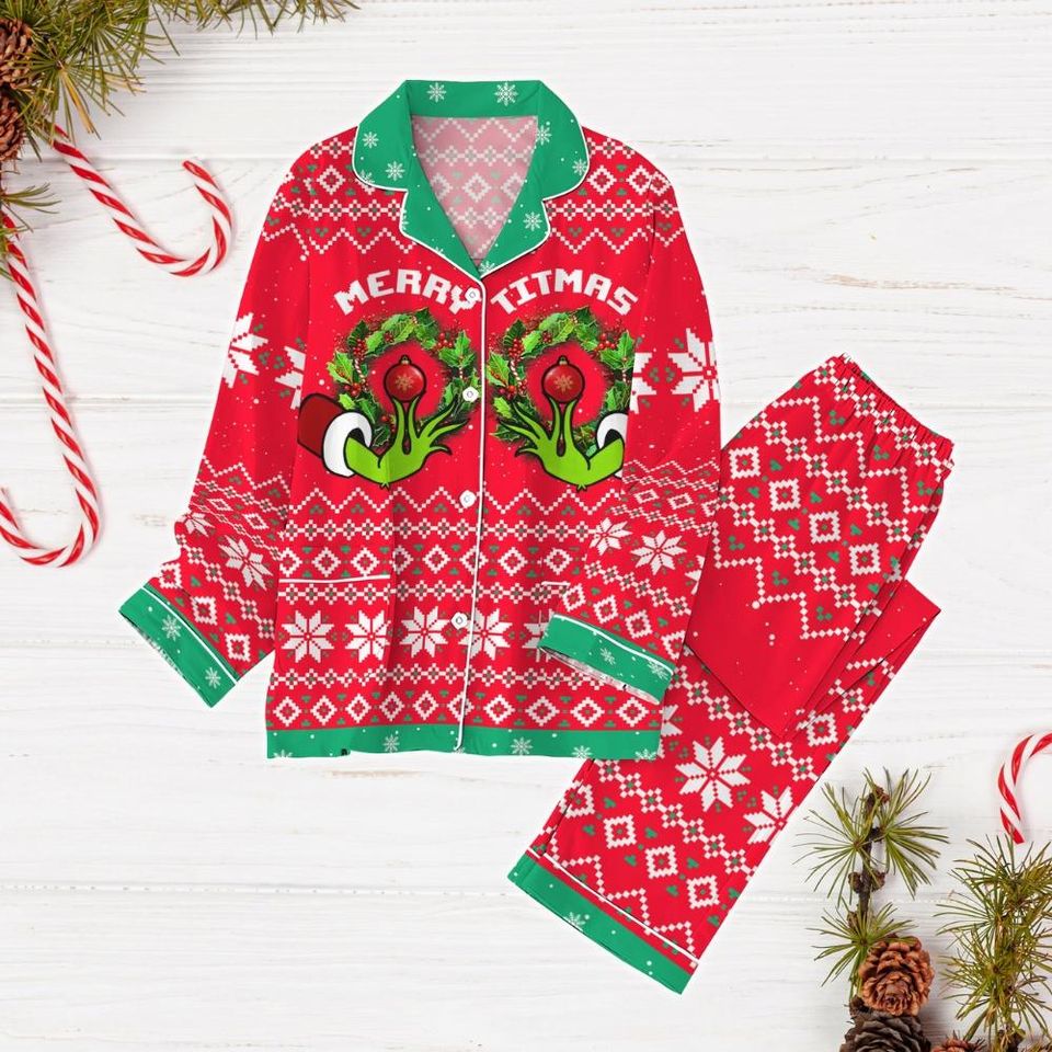 Funny Pajama Set, Merry Titmas Women Pajamas