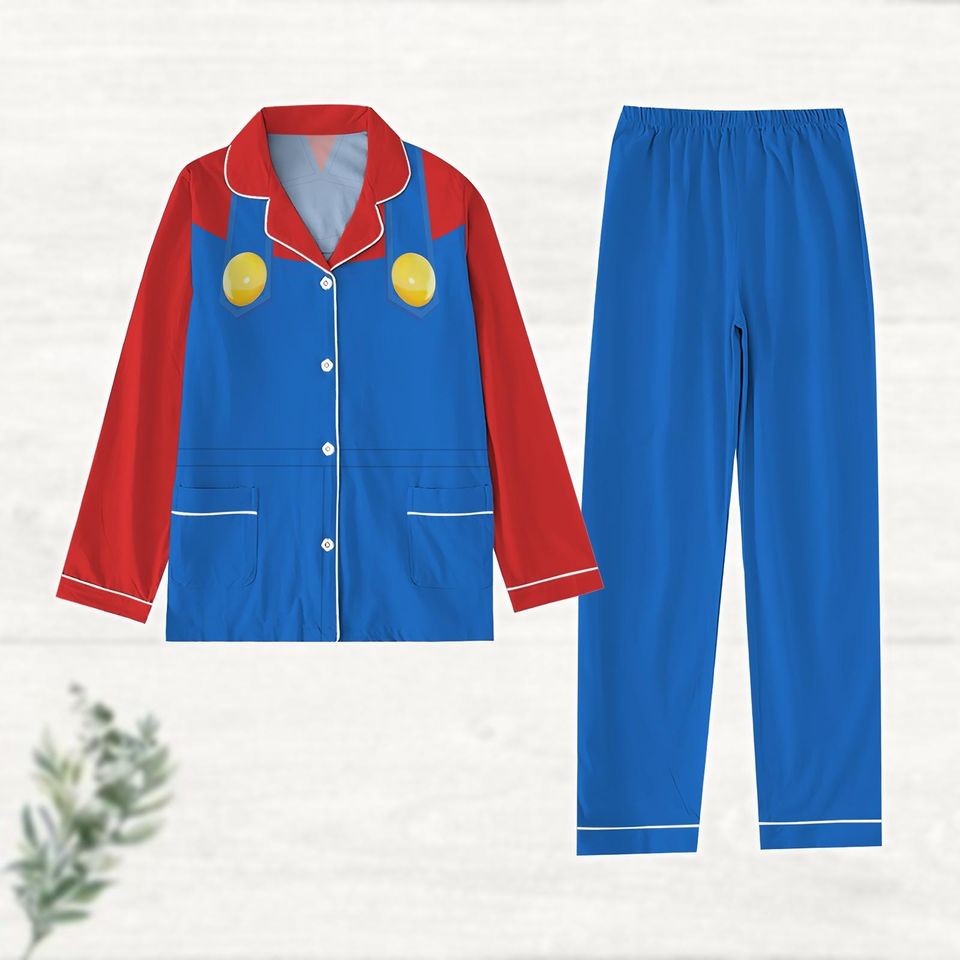 Halloween Mario Cosplay Costume Pajama Set, Super Mario Mario And Friends Pajamas