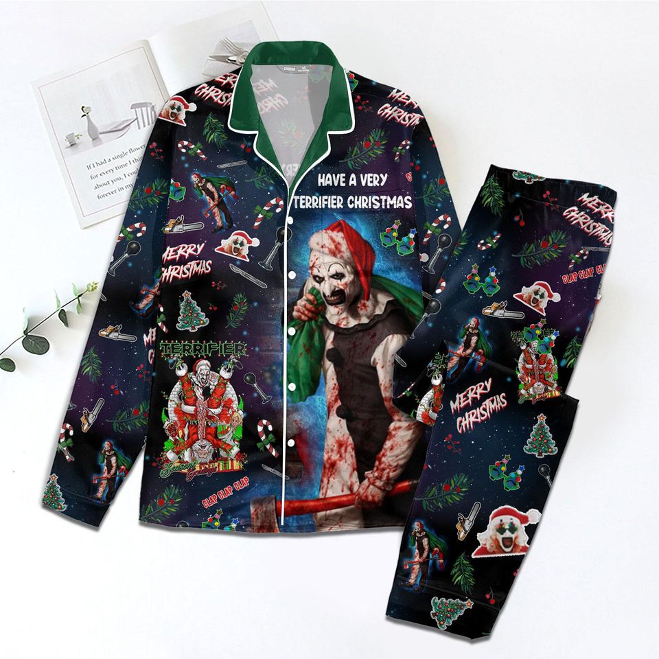 Terrifier Pajama Set, Terrifier 3 Holiday Pjs, Horror Characters Shirt