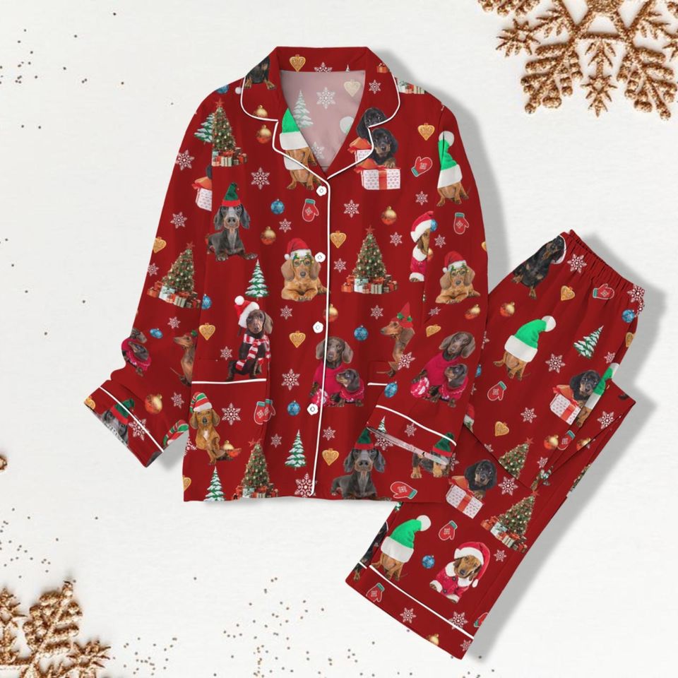 Dachshund Dog Pajamas Set, Wiener Dog Pajamas Set For Party