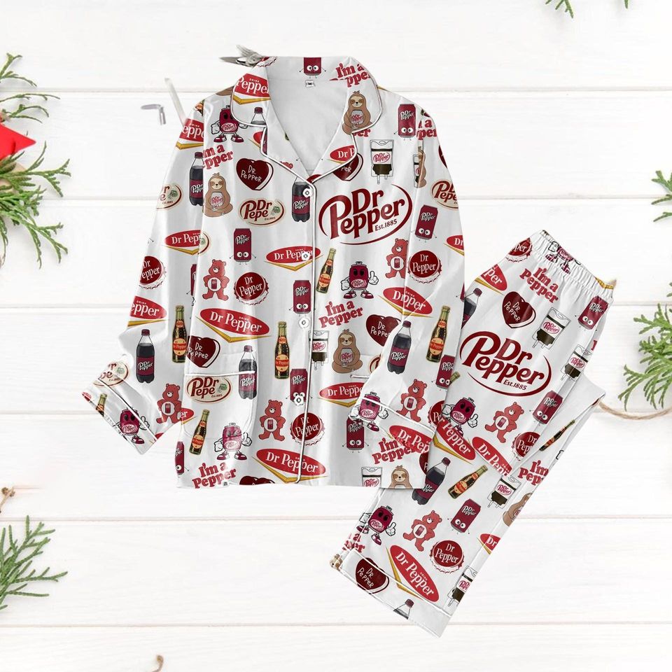 Dr Pepper Pajama Set, I Love Dr Peper Pajama Set, Funny Soda Xmas Pajama Set