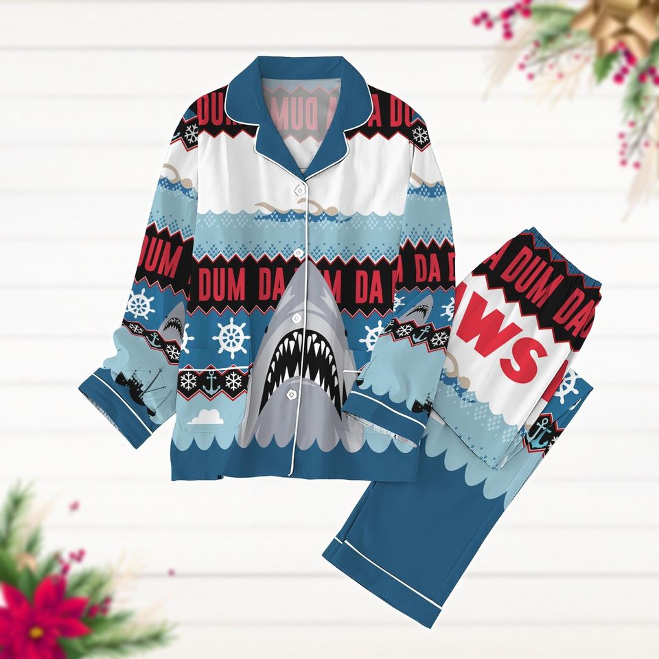 Jaws Pajama Set, Shark Jaws Holiday Pajamas, Vintage Jaws 1987 Pyjamas