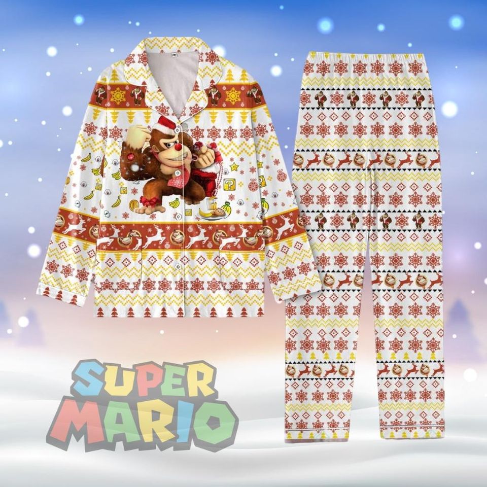 Super Mario Donkey Kong Pajama Set, Mario Donkey Ugly Xmas Pajama Set