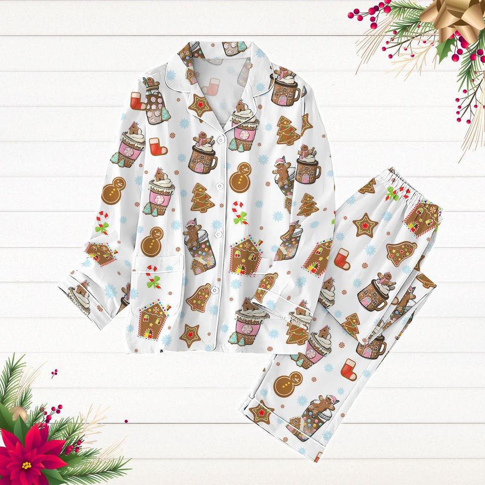Gingerbread Pajama Set, Cookies Holiday Pajamas