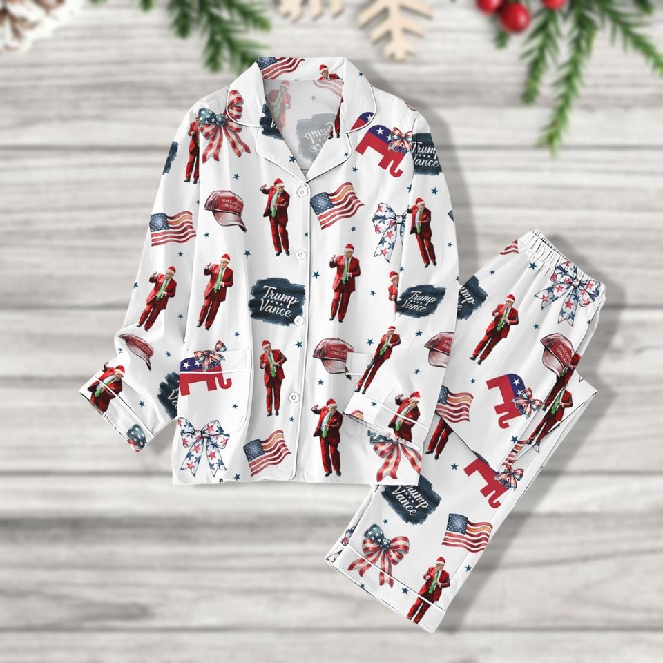 Trump President Pajama Set, Trump Pajama Pants, Santa Trump Pajamas