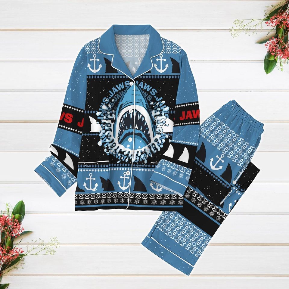 Jaws Movie Pajama Set, Shark Xmas Pajama Set