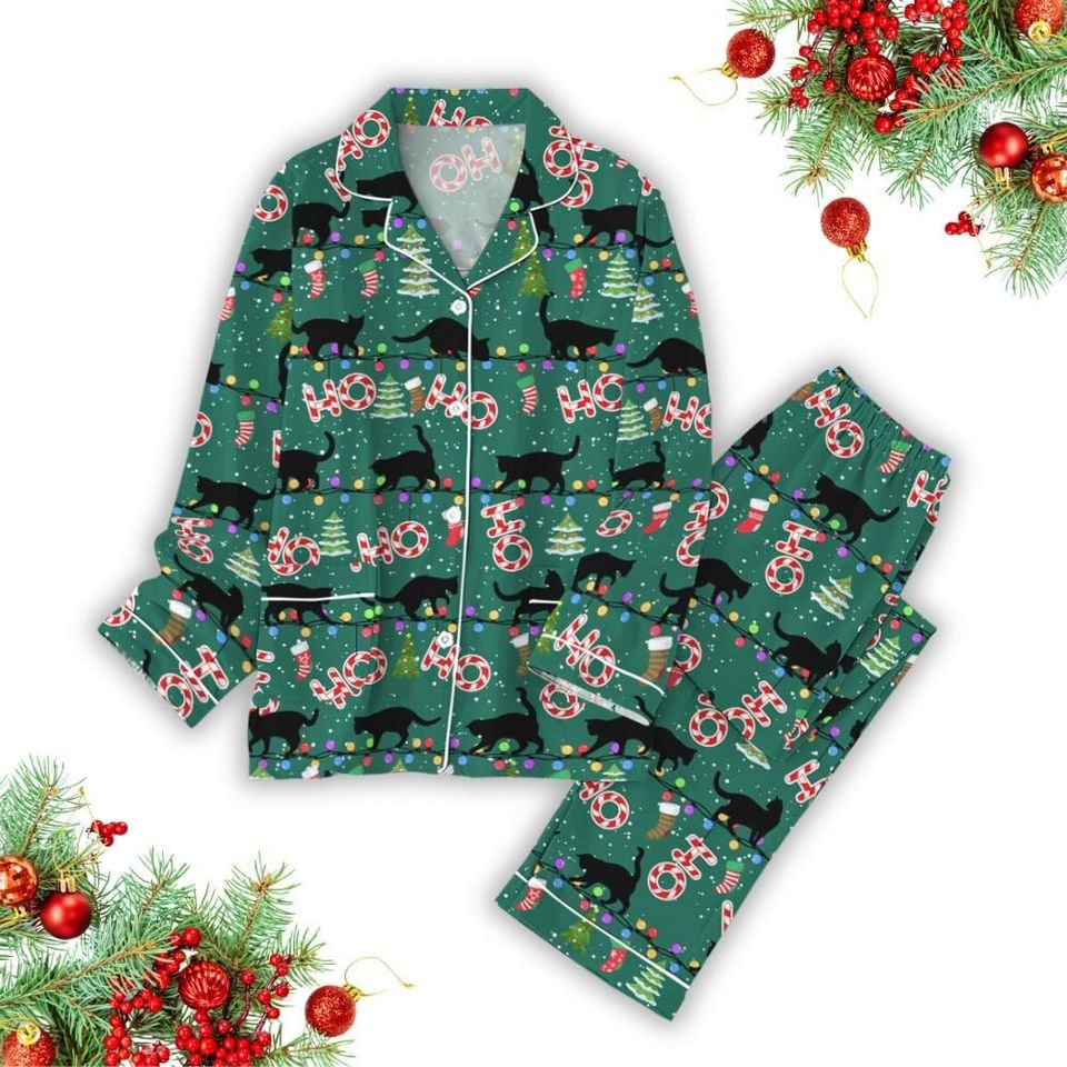 Cat Pajama Set, Cute Cat Pajamas, Cat Lovers Shirt, Animal Set Of Pajamas