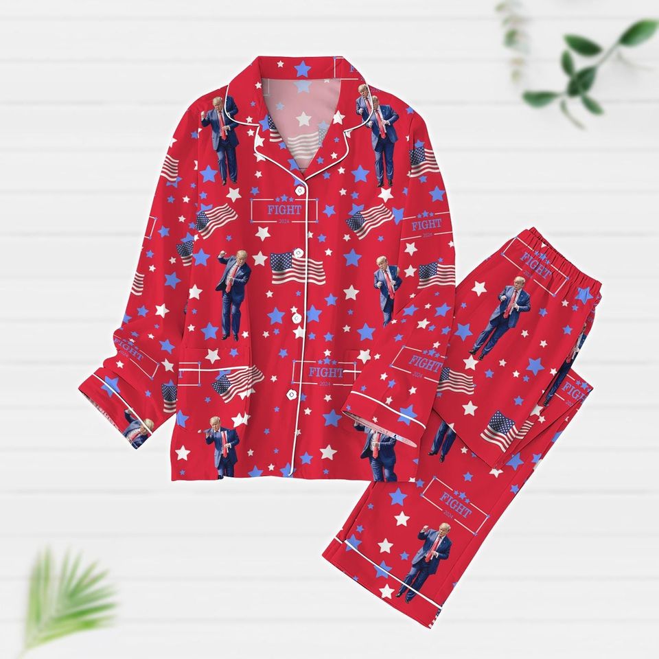 Trump Dancing Pajama Set, Trump Fight 2025 Pajama Set
