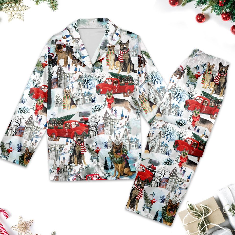 German Shepherd Pajamas, Santa German Shepherd Pajama Set
