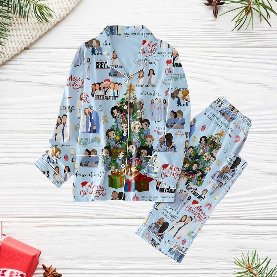 Grey Anatomy Pajama Set, Grey Sloan Pajama Pants, Doctor Grey Pajamas, Grey Anatomy Holiday Pajamas