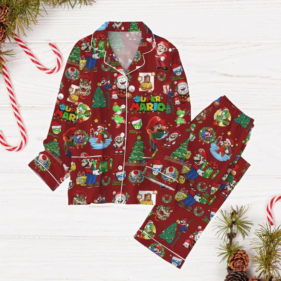 Super Mario Pajama Set, Mario Family Pajamas, Super Mario Game Pajamas