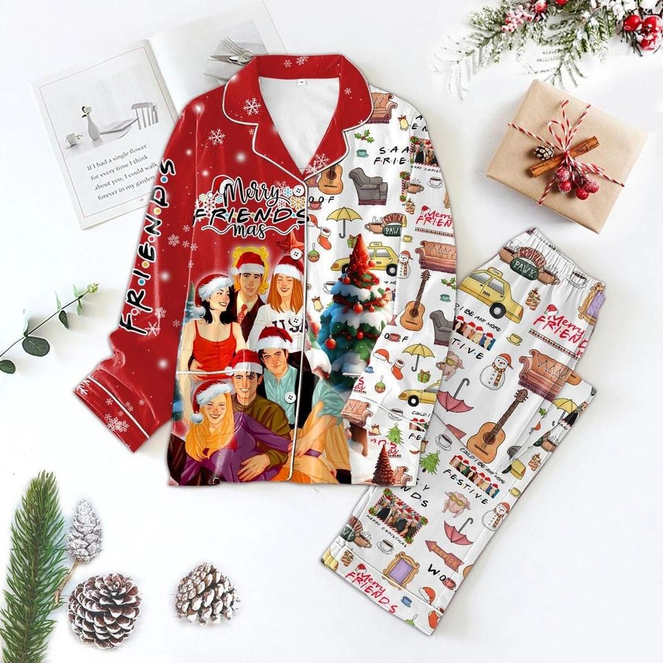 Friends Tv Show Pajama Set, Central Perk Holiday Pajamas, Merry Friends Movie Pajamas