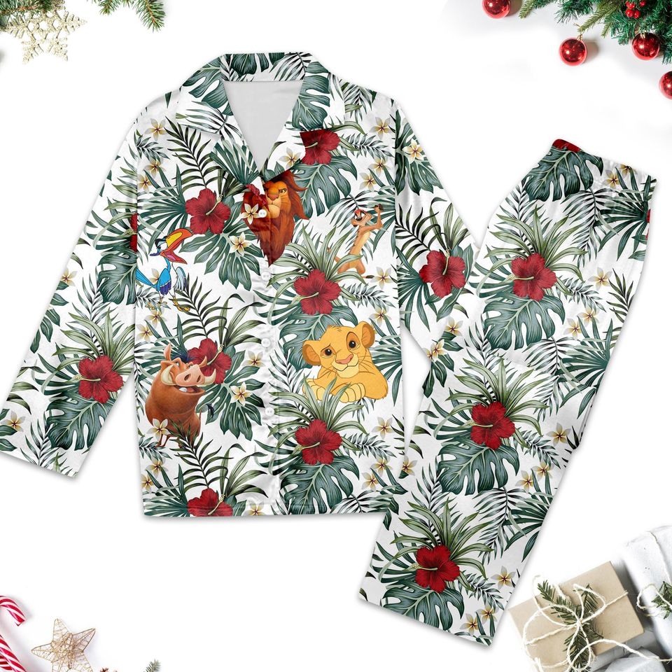 Tropical Lion King Pajama Set, Lion King Women Pajama Set