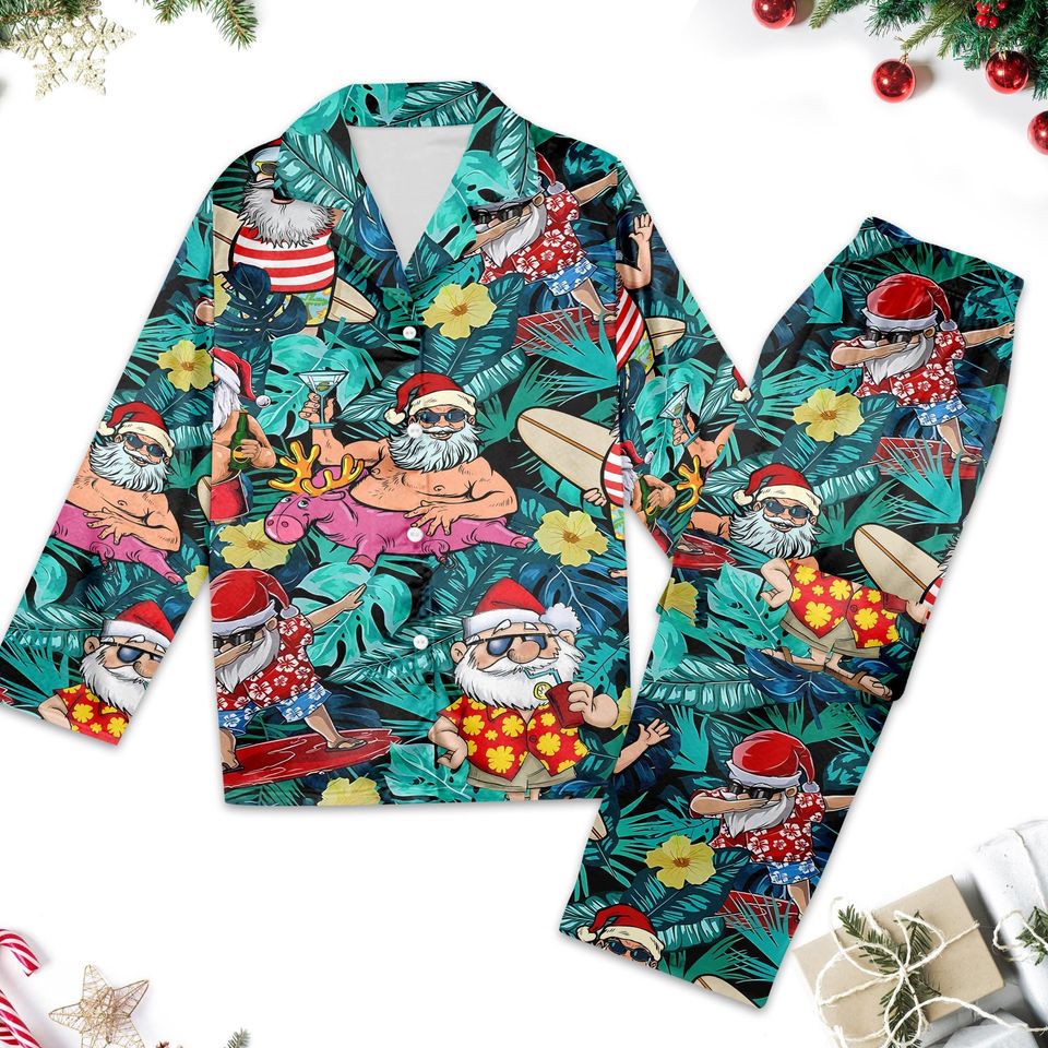 Tropical Santa Aloha Women Pajama Set