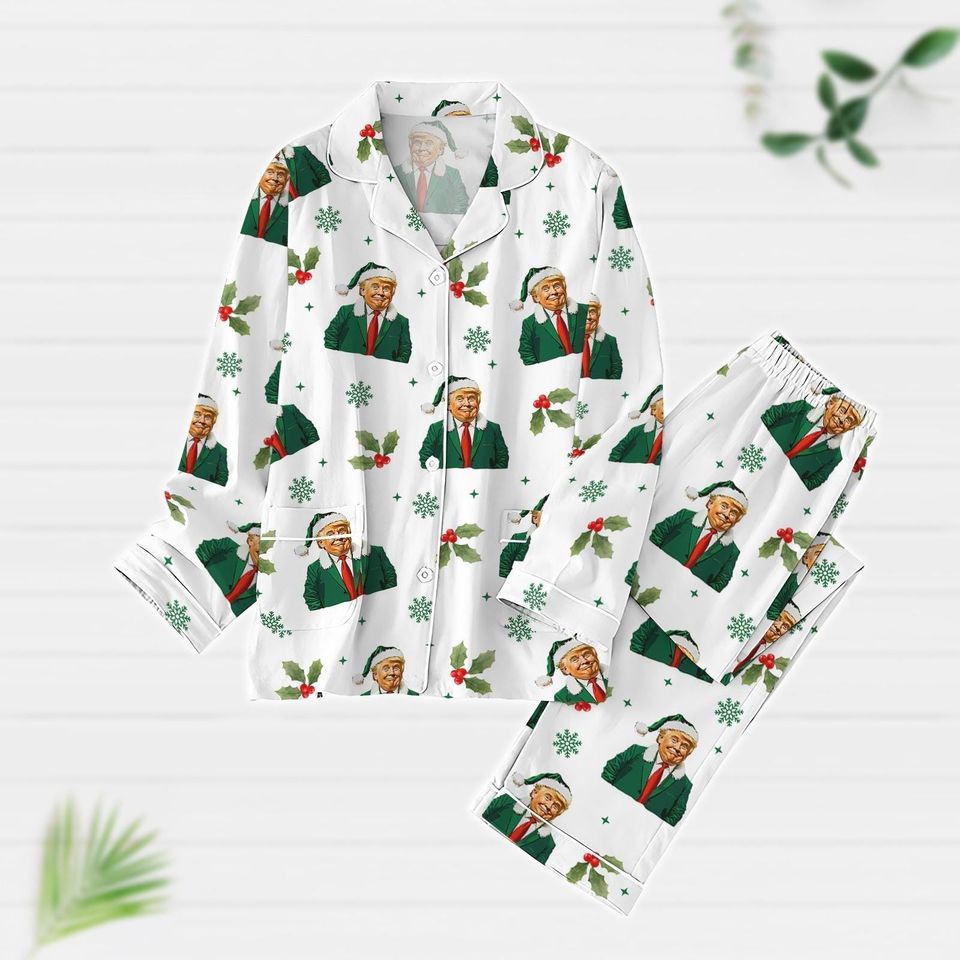 President Trump Pajama Set, Humorous Trump Holiday Pajama Set