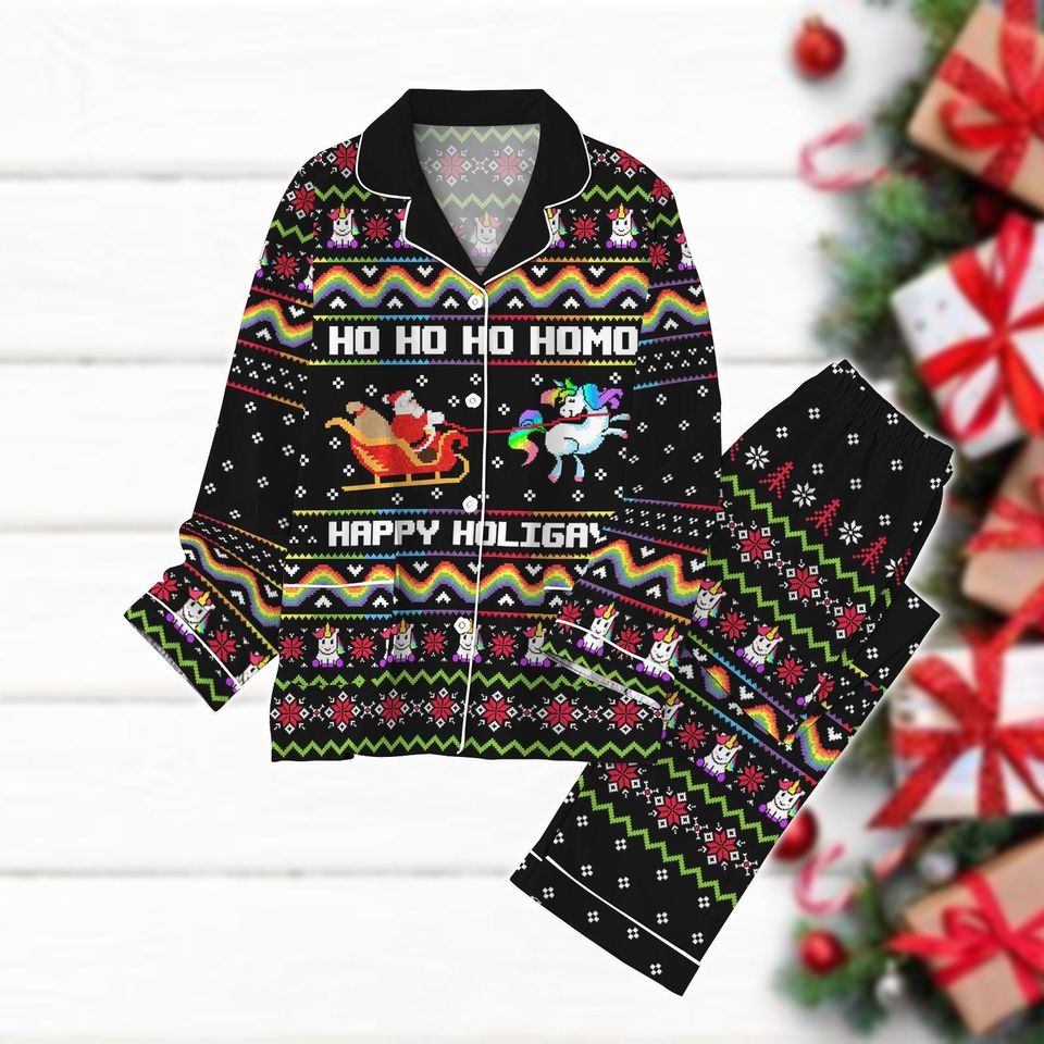 Happy Holigays Pajama Set, Santa Claus Holiday Pajamas