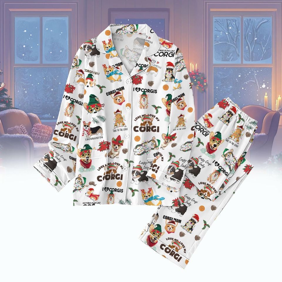 Corgi Dog Pajama Set, Pet Owner Pajamas