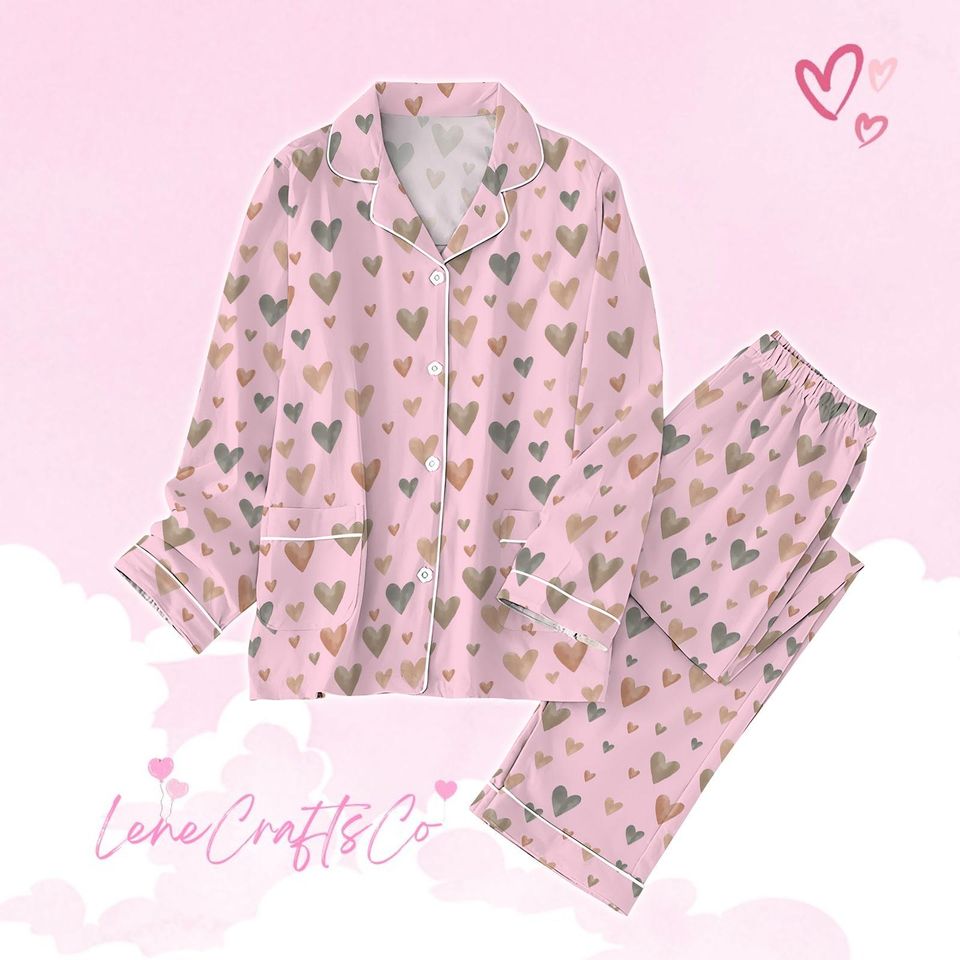 Love Heart Pajamas Set , Cute Heart Pajamas Set Family, Valentine'S Day Pajamas Set Pants