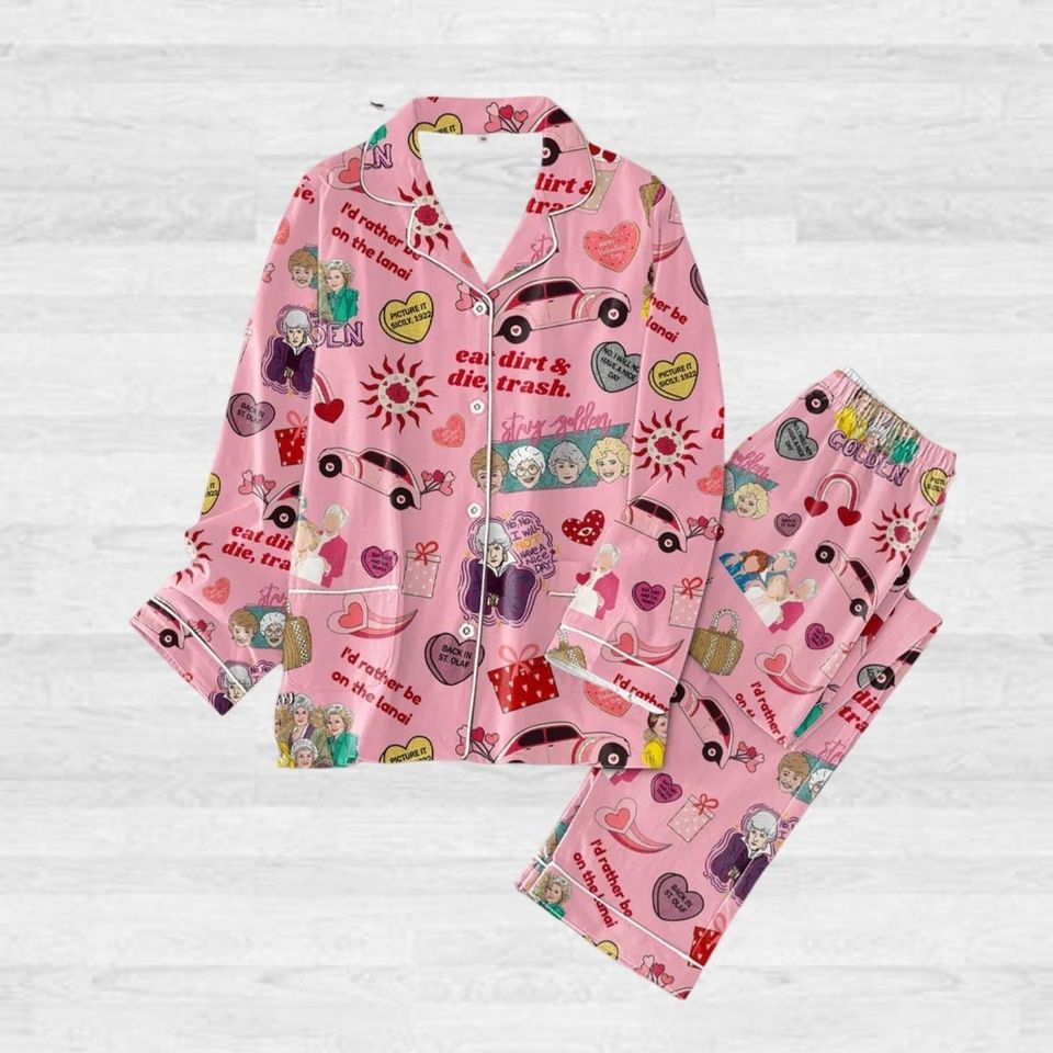 Stay Golden Girl Pajamas, The Golden Girl Holiday Pajama Set, Valentine Women Pajamas, Stay Golden Fan Gift, Gift For Her