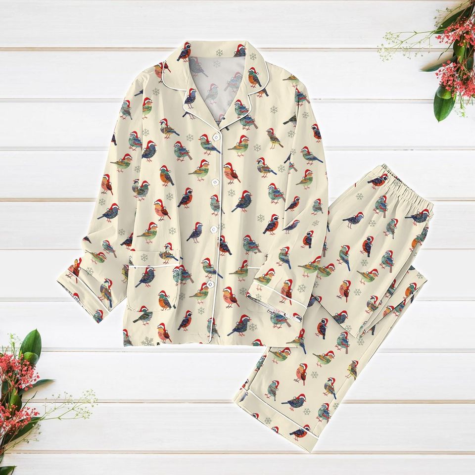 Bird Pajama Set, Hummingbird Xmas Pajamas