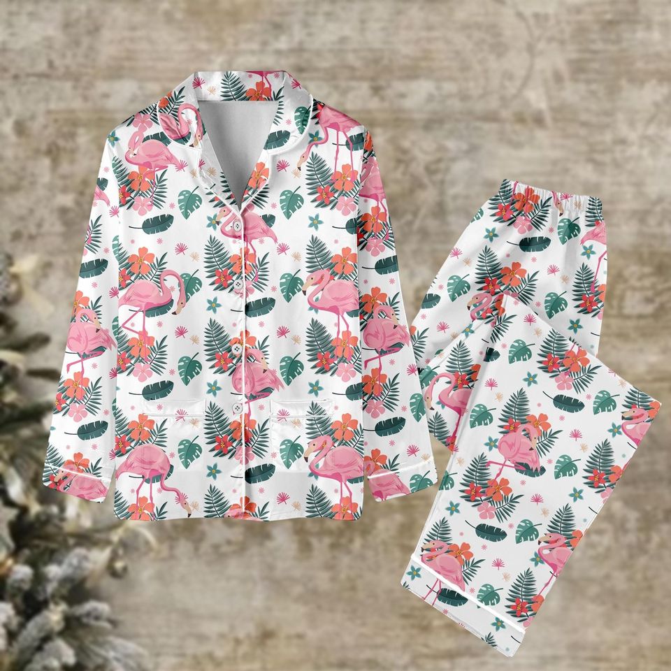 Flamingo Pajama Set, Funny Flamingo Shirt For Women