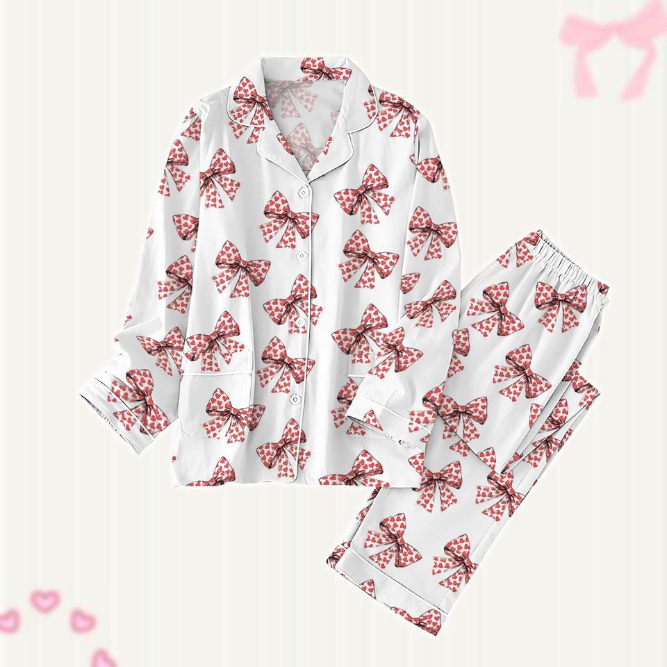 Valentine Coquette Pajama Set, Retro Valentine Women Pajamas