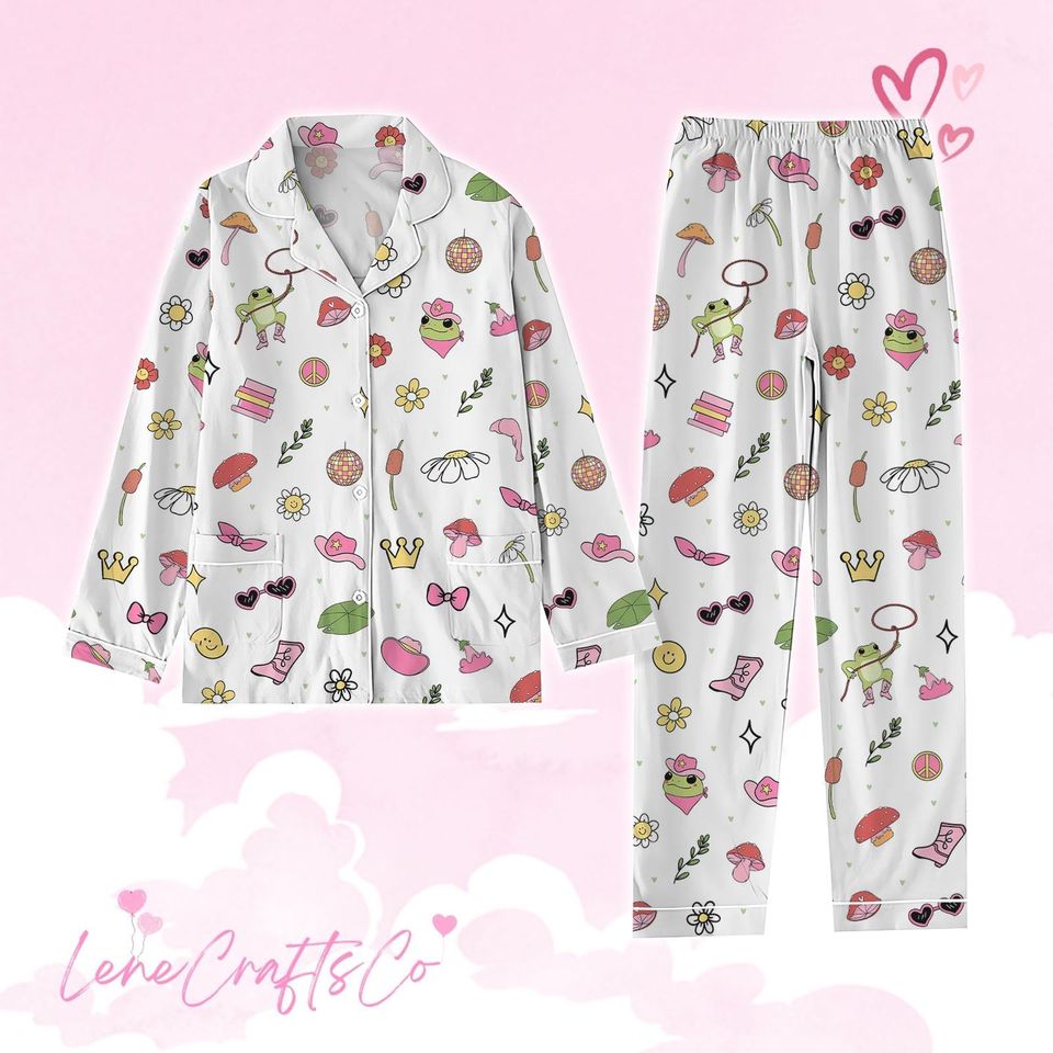 Cute Frog Pajamas, Fun And Cozy Pajama Set, Funny Frog Pajamas