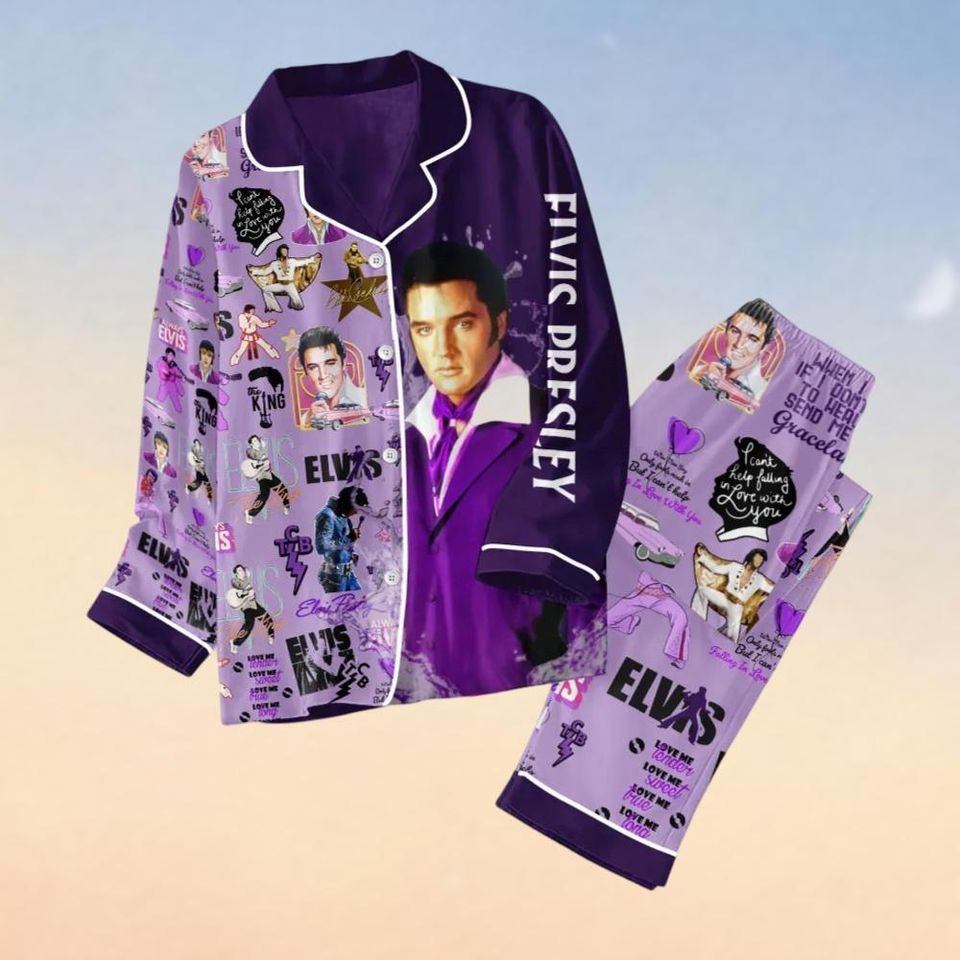 Elvis Presley Pajama Set, Women?S Music Tour & King Of Rock Sleepwear