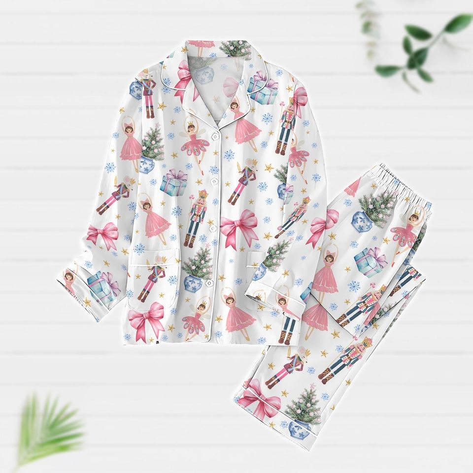 Nutcracker Ballet Pajama Set, Cute Coquette Nutcracker Pajama Set
