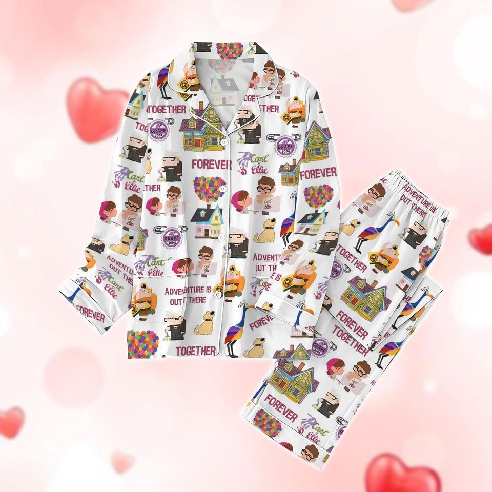 Carl And Ellie Valentine Pajama Set, Up Movie Holiday Pajamas, Matching Family Pajamas