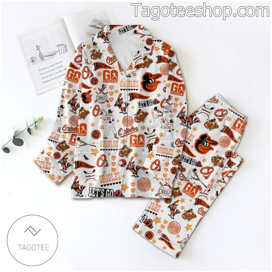 Baltimore Orioles Love Football Pattern Women?S Pajama Set